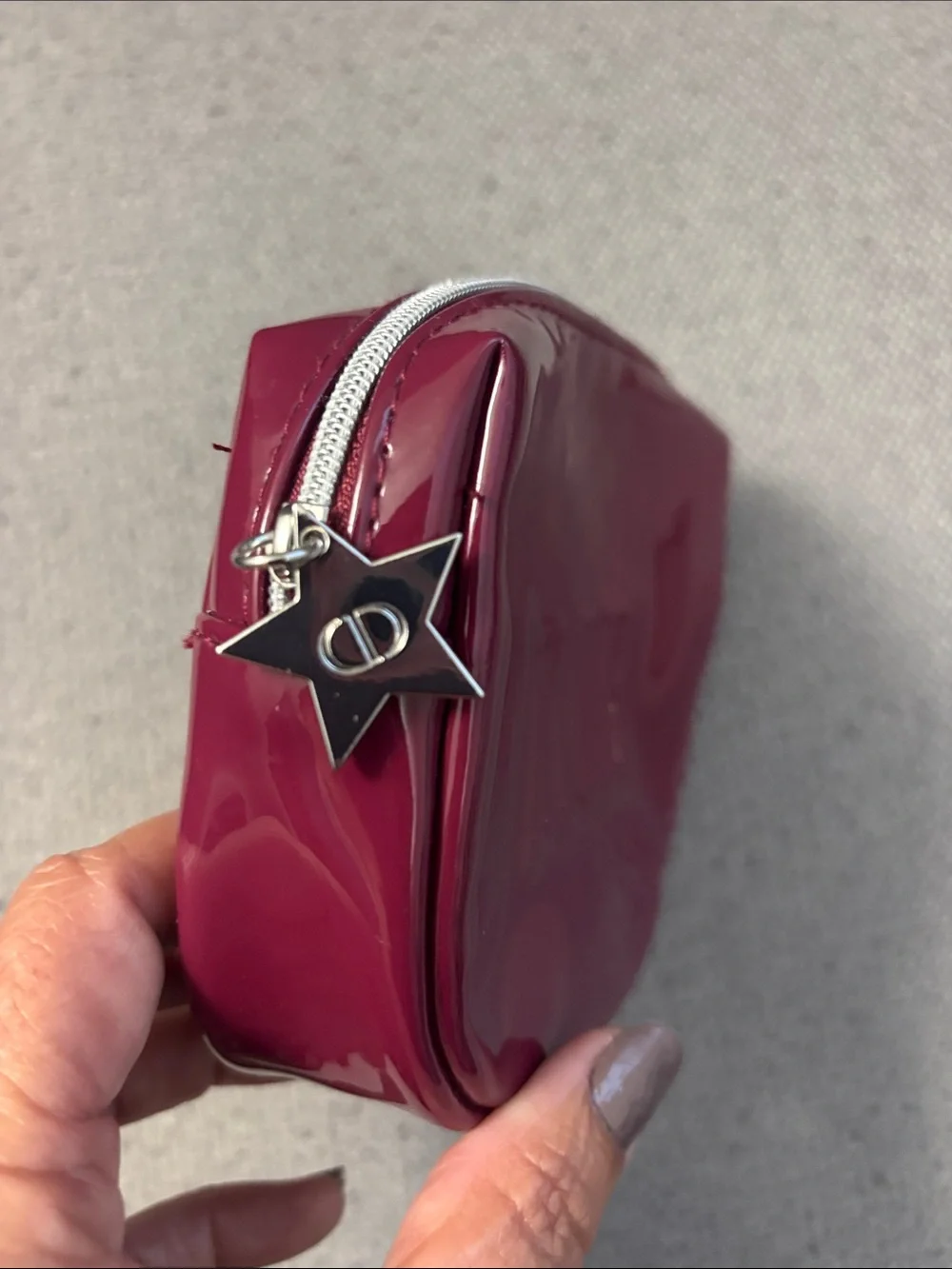Dior Patent Leather Pouch in Burgundy Red